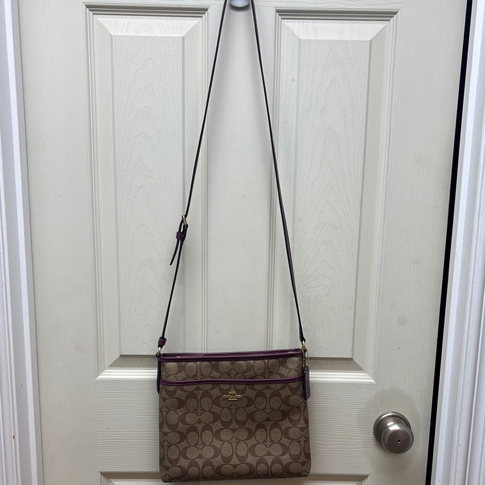Signature Crossbody Bag in Brown and Purple